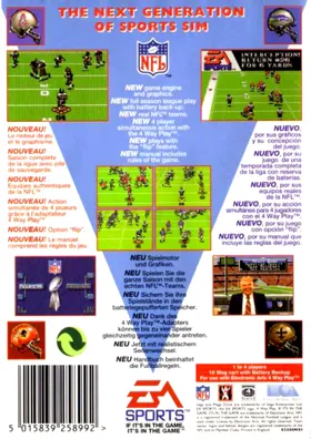 Madden NFL '94 (USA, Europe) box cover back